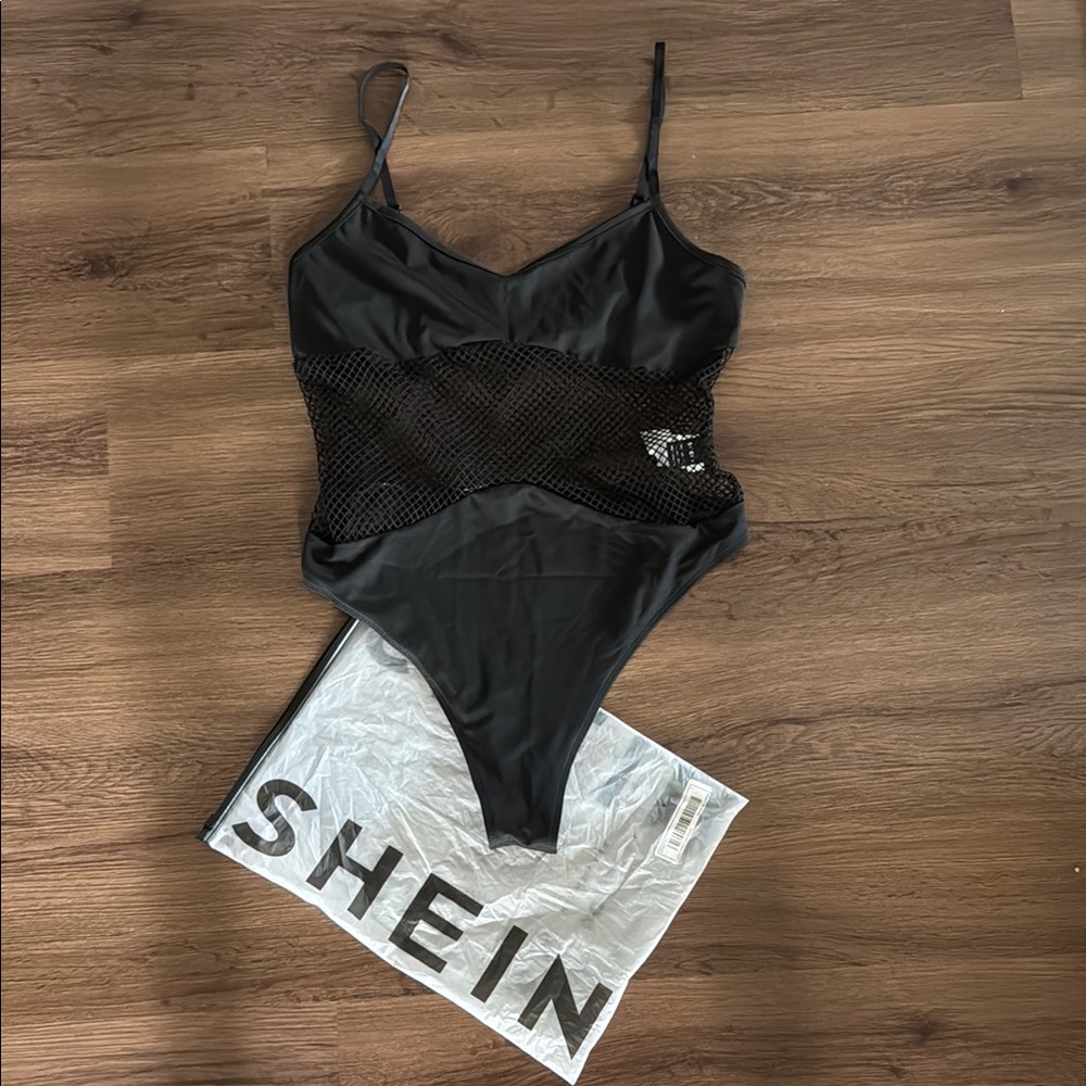 NWT SHEIN Black Mesh Bodysuit - Picture 4 of 7